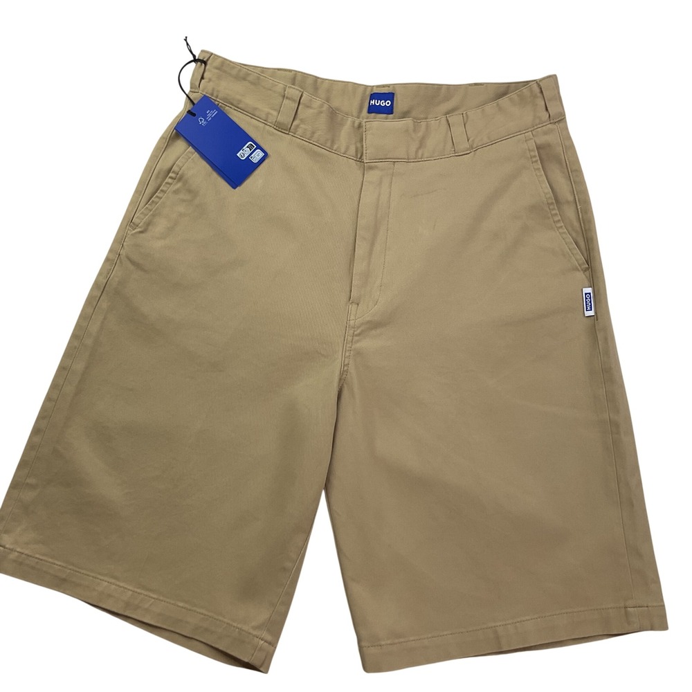 HUGO Damo242 Mens Tan Beige Chino Shorts Twill Regular Fit 50510598 Size 31